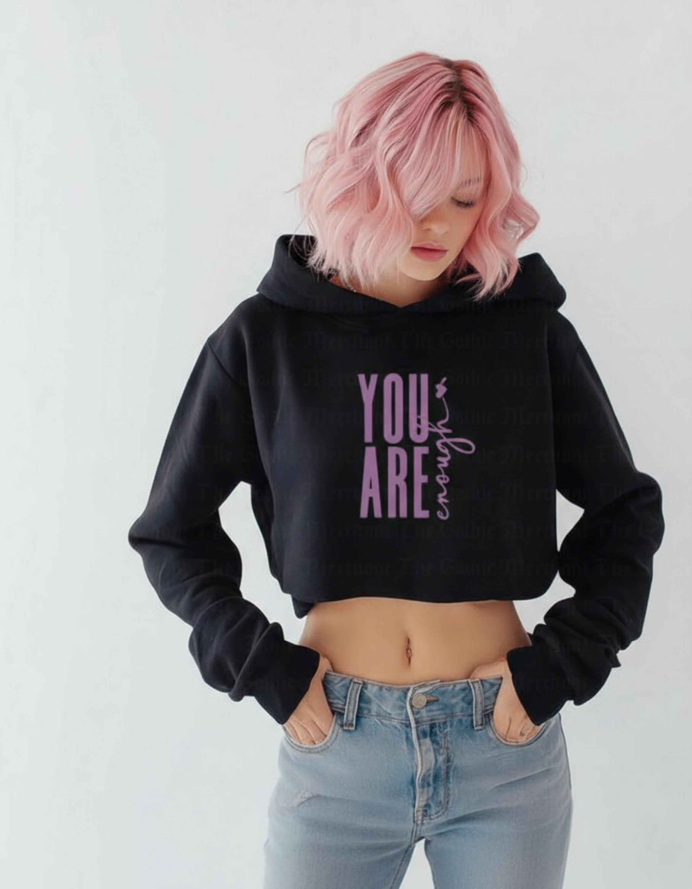 You Are Enough Female Cropped Hoodie