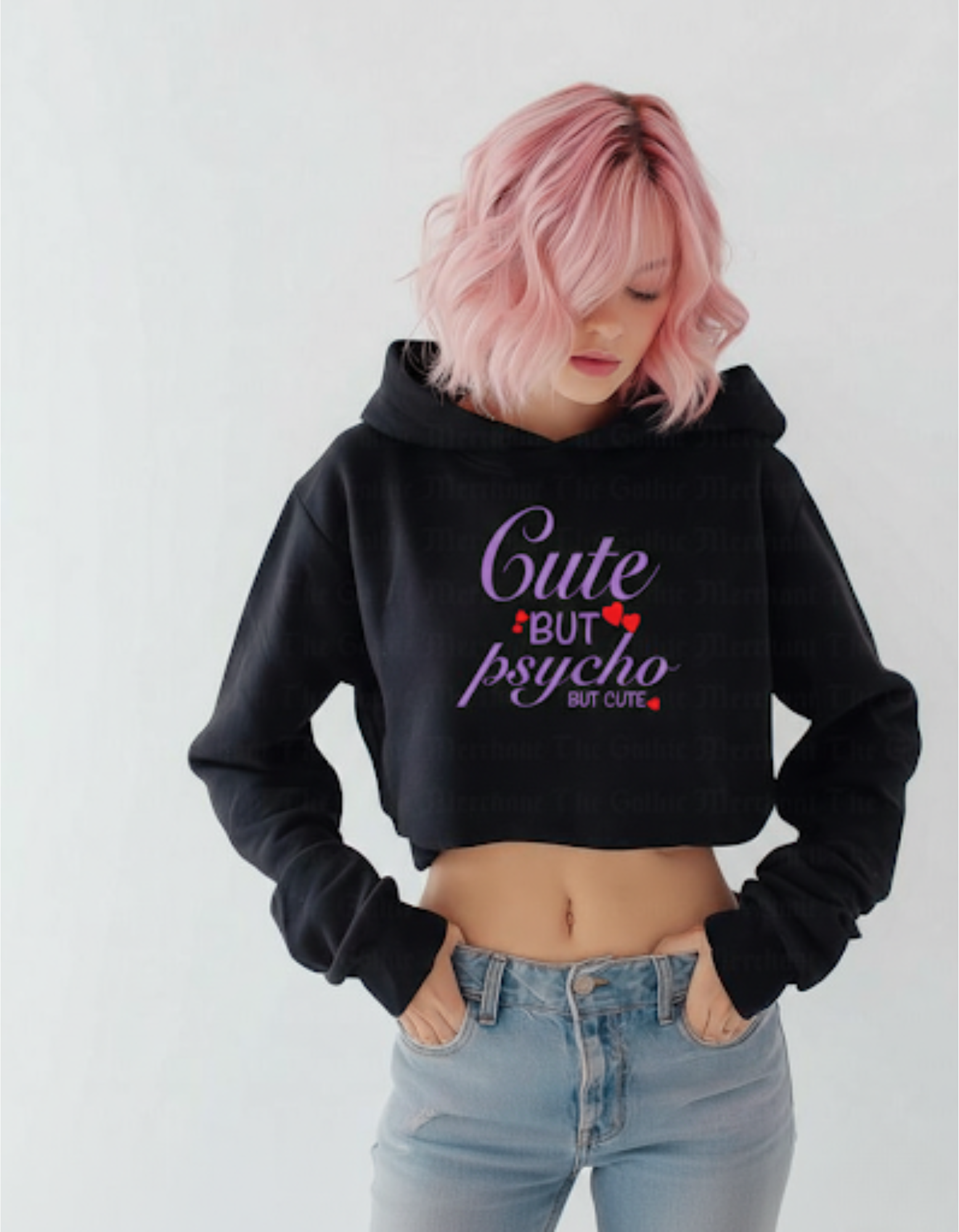 Cute But Psycho Cropped Hoodie - TheNxtScene