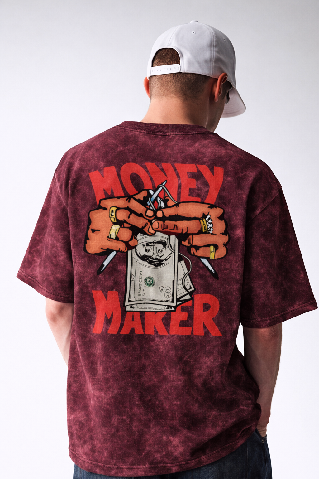 Money Maker Acid Wash Oversized Tee