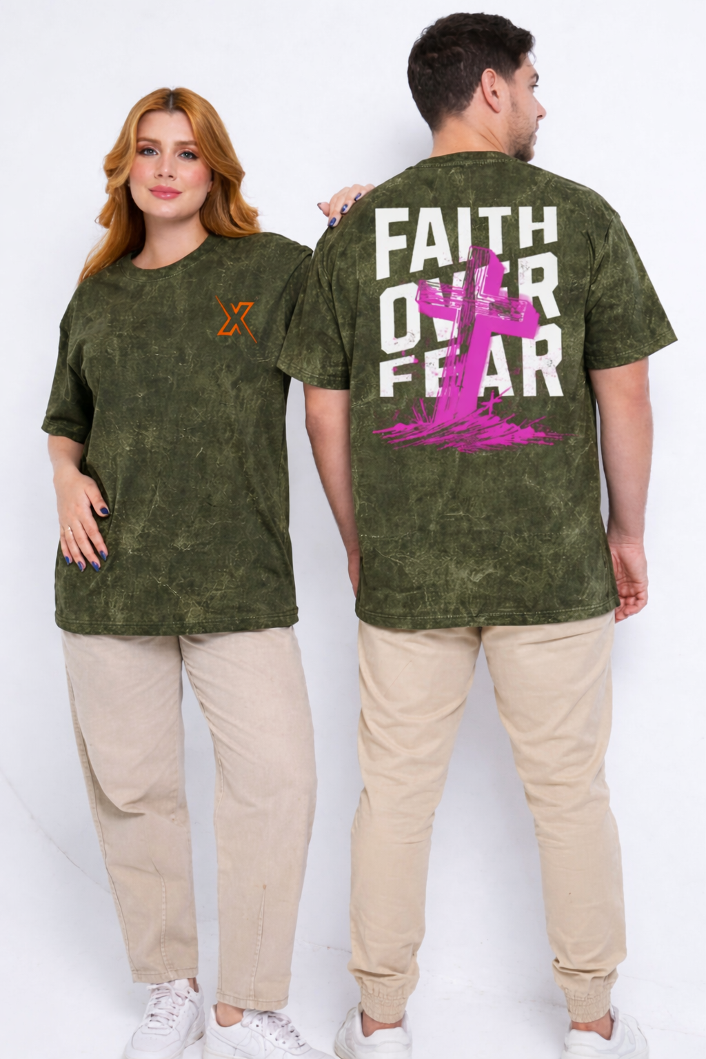 Faith Over Fear Acid Wash Oversized Tee