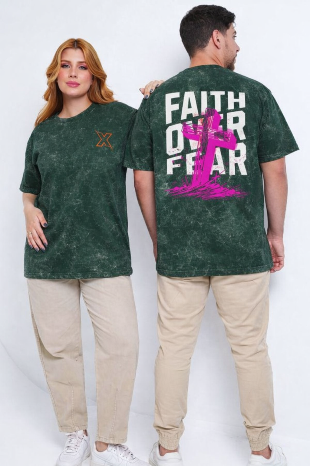 Faith Over Fear Acid Wash Oversized Tee