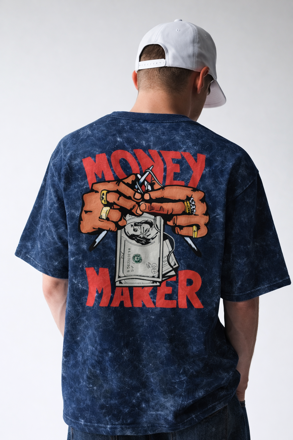 Money Maker Acid Wash Oversized Tee
